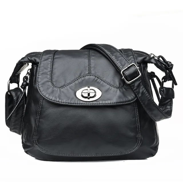Ladies PU Leather Diagonal Small Square Bag Black - Shop at LoveMi