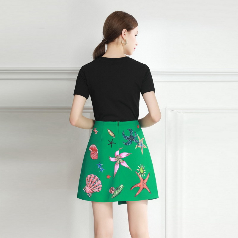 Title 1, Summer Irregular Skirt With Pearl Buttons And T...