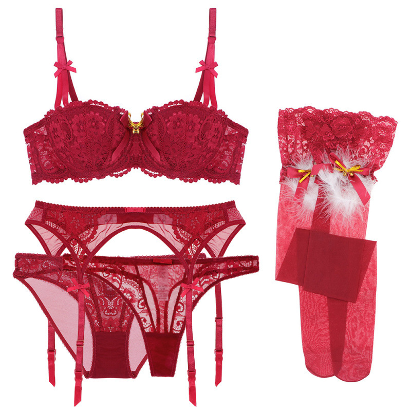 Title 2, Sexy Lace Cup Bra Set Christmas Valentine