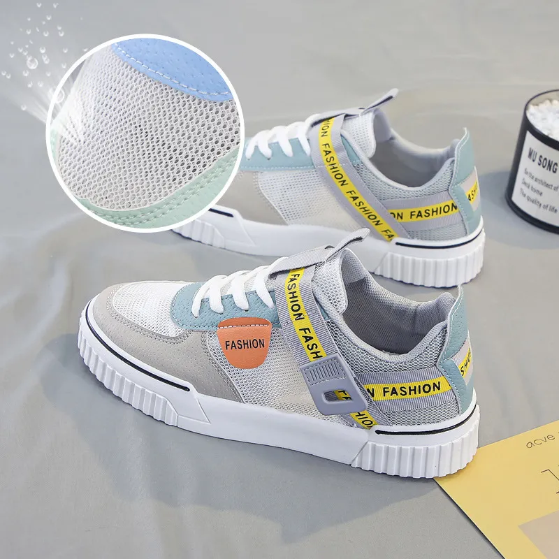 Fashion Flat Mesh Breathable Sneakers - Grey