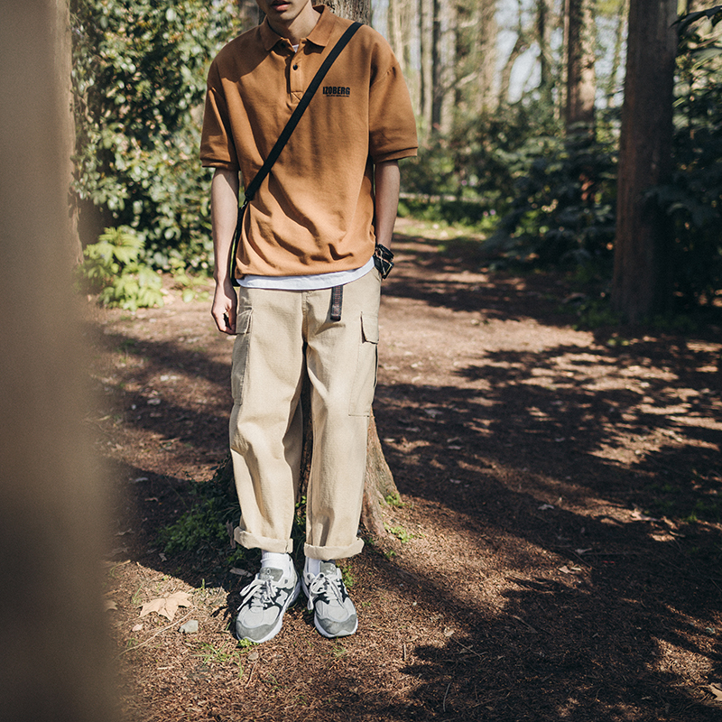 Summer Trend Lapel Ins Loose T-shirt Men's Short Sleeves