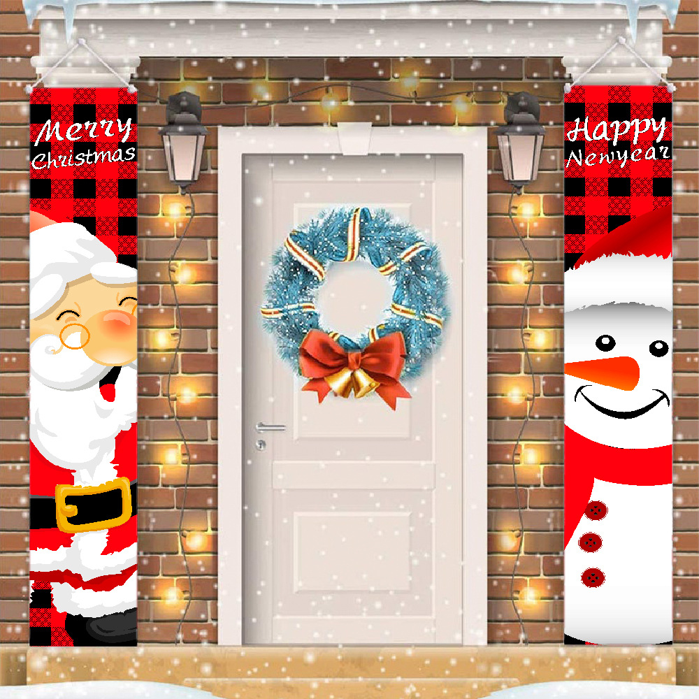 Santa snowman door curtain