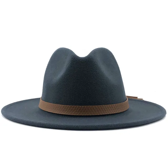 Top Hat With Flat Brim And Big Brimmed Hat Dark Grey - Shop at LoveMi