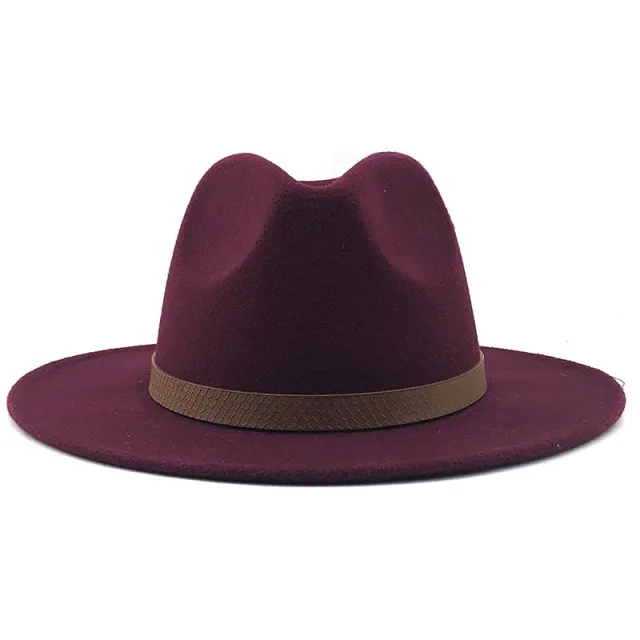 Top Hat With Flat Brim And Big Brimmed Hat Red Wine - Shop at LoveMi