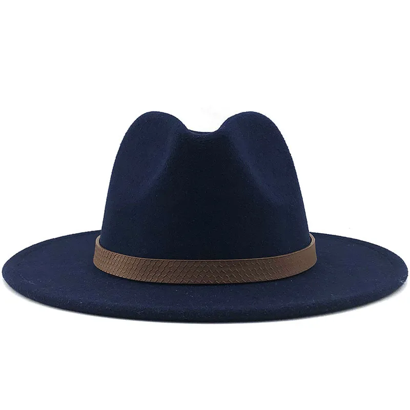 Top Hat With Flat Brim And Big Brimmed Hat - Navy