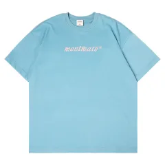 Nineteen-colour Cotton Couple Round Neck T-shirt Loose Style Short Sleeves - Nile Blue - View 1
