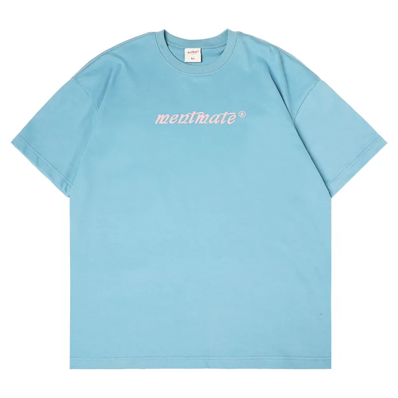 Nineteen-colour Cotton Couple Round Neck T-shirt Loose Style Short Sleeves - Nile Blue