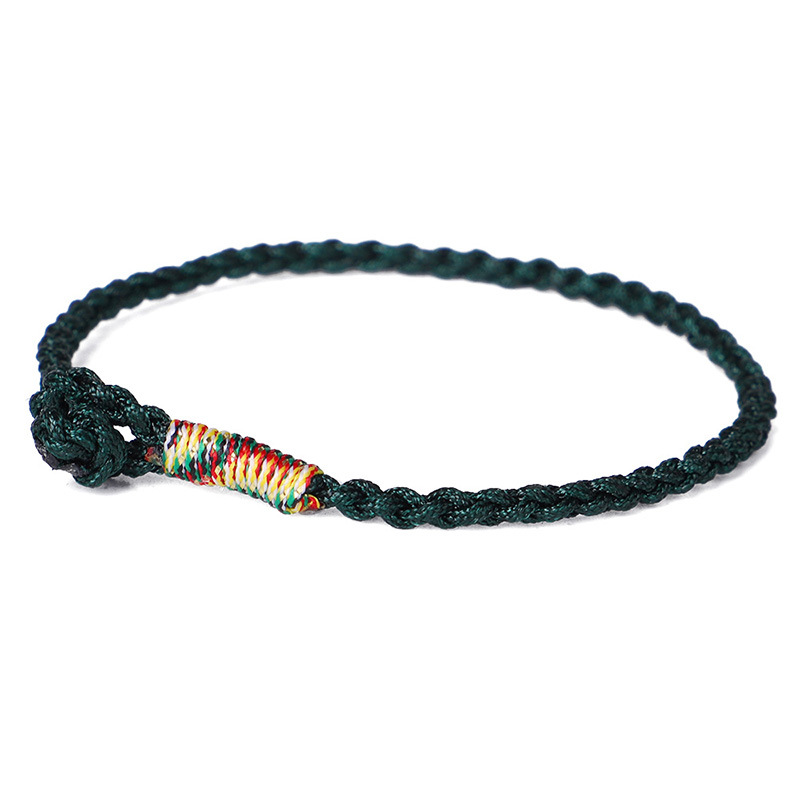 Hand-Woven Tibetan Bracelet Four-Strand Braided Jade Thread Red String Bracelet
