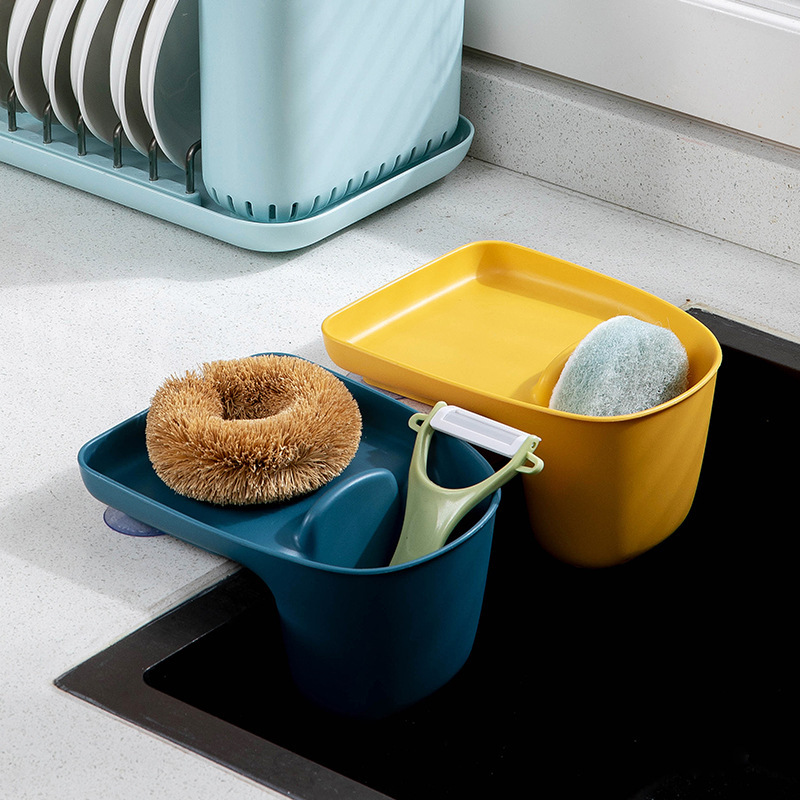 Title 2, Kitchen Sink Drain Storage Basket Suction Cup Rack