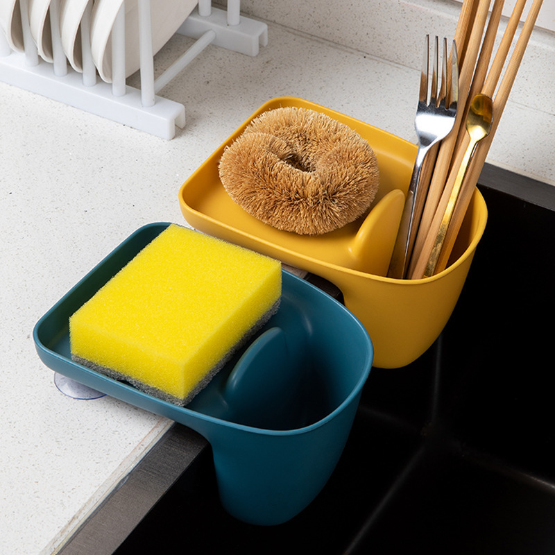 Title 3, Kitchen Sink Drain Storage Basket Suction Cup Rack