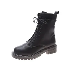 New Genuine Leather Ladies Snow Boots Wool Warm Non-slip Womens Ankle Boots - Black - View 1