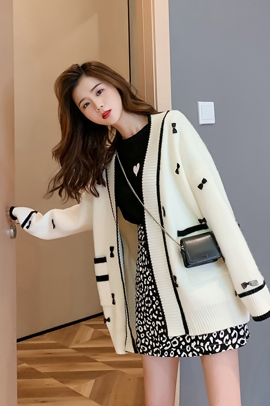 Lazy Style Forest Sweater Jacket Ladies Thick All-match Knitted Cardigan