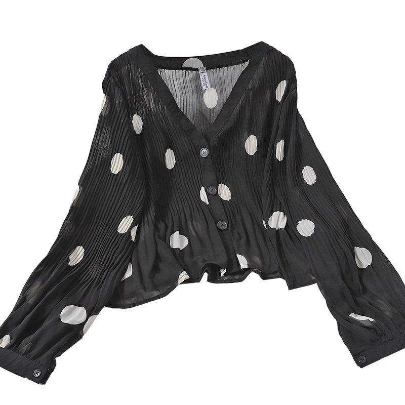 Women's Sunscreen Shirt Korean Version Was Thin Pleated Top Students