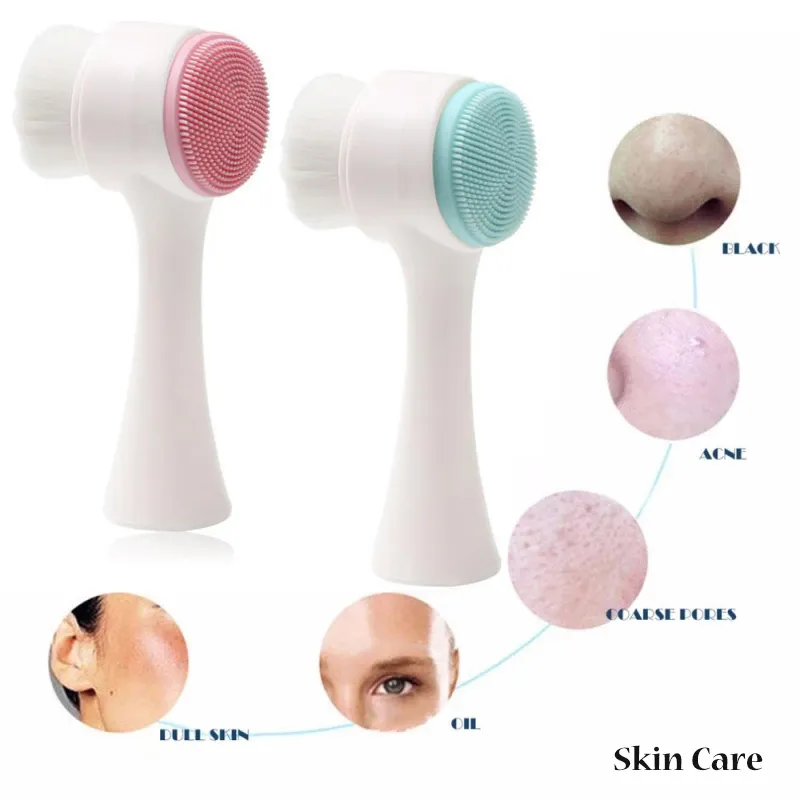 Double-sided Silicone Skin Care Tool Facial Cleanser Brush Face Cleaning Vibration Facial Massage Washing Product – image 4