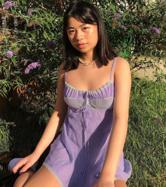 European And American Women's Suspender Skirt Girlish Style Waist Waist Lace Purple Dress