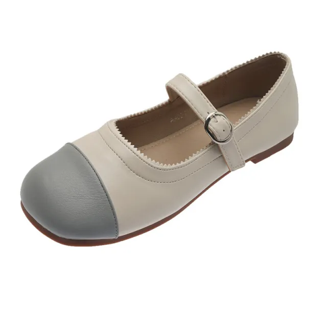 Soft Sole Pumps Fashionable One Word Buckle Shoes Blue - Shop at LoveMi