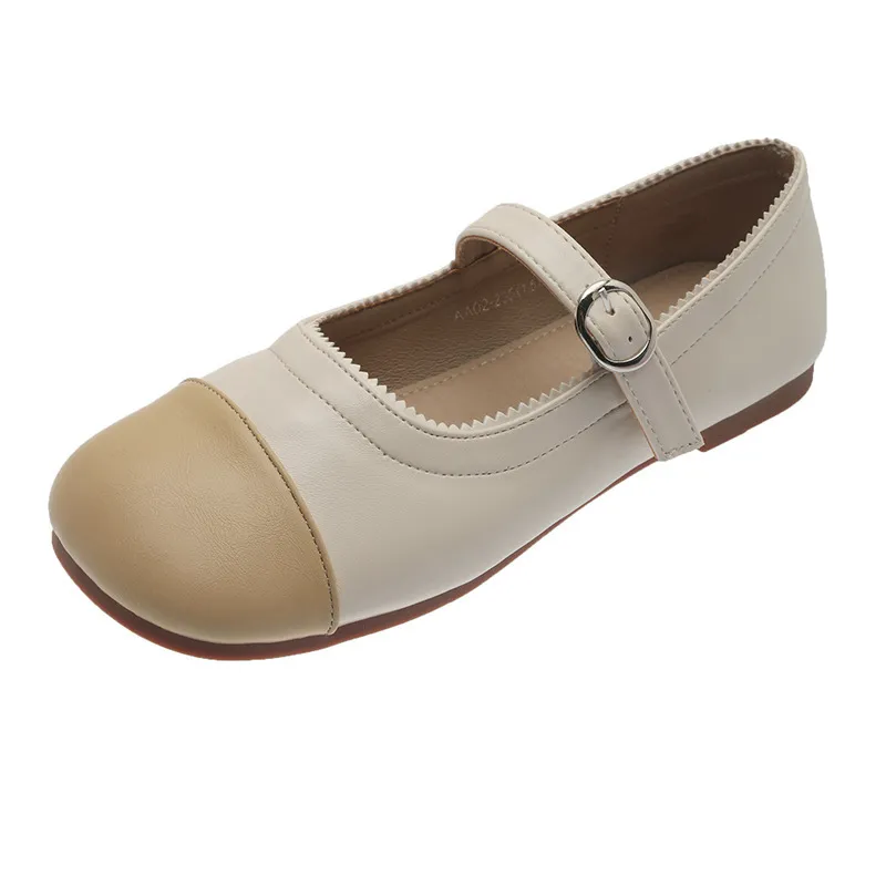 Soft Sole Pumps Fashionable One-Word Buckle Shoes - Yellow