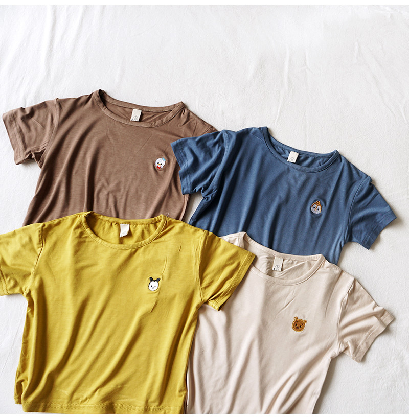 تي شيرت حرير بارد للأطفال بتصميم كوري للأولاد والبنات