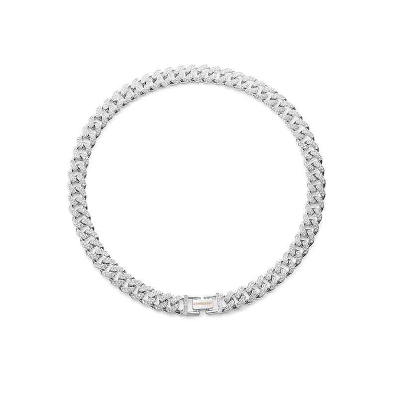 Street Clavicle Necklace With Diamonds Cuban Chain