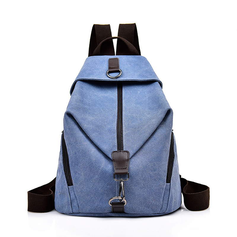Schoolbag Female Backpack Men's Casual Travel Canvas Bag Blue - Shop at LoveMi