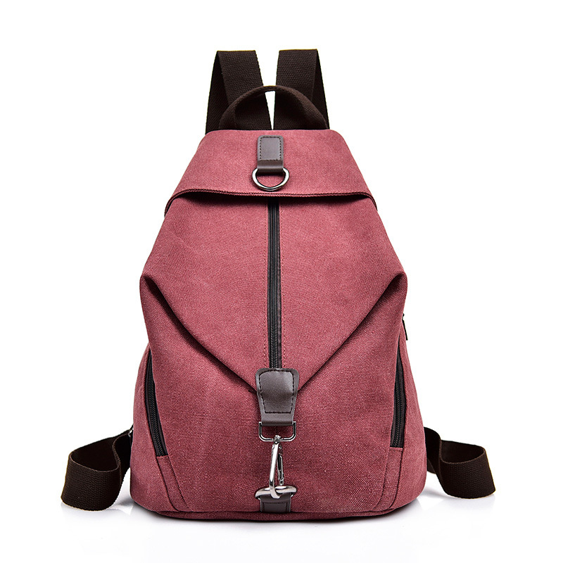 Schoolbag Female Backpack Men's Casual Travel Canvas Bag Red - Shop at LoveMi