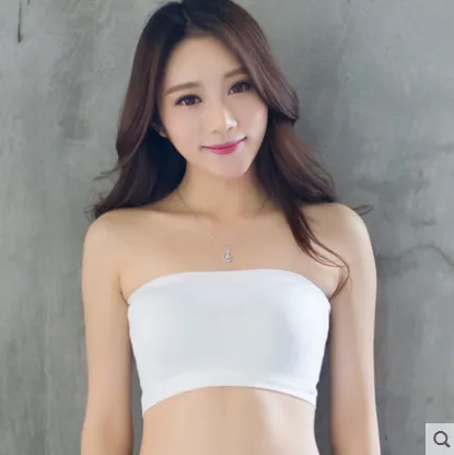 Short sleeved T shirt Women's Ruffled Ice Silk Knit Bottoming Shirt Tube Top - Shop at LoveMi