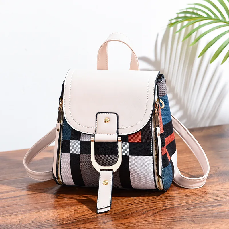 Bag Soft Leather Leisure Fashion Travel Large-capacity School Bag - White