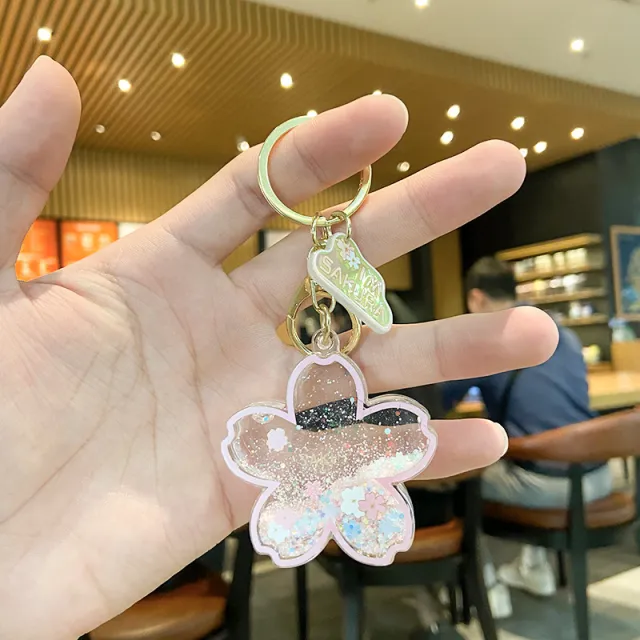 Cute Acrylic Cat Claw Snow Flakes Keychain Pendant Pink - Shop at LoveMi