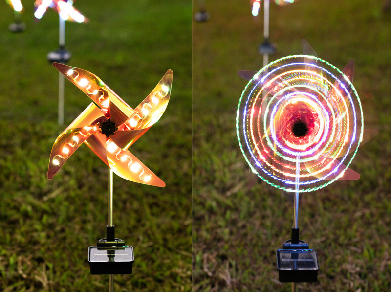 Led Solar Wind Spinner Light Garden Path Outdoor Yard Pinwheels Windmill Decor Patio Lawn Christmas Holiday Decoration — foto 2