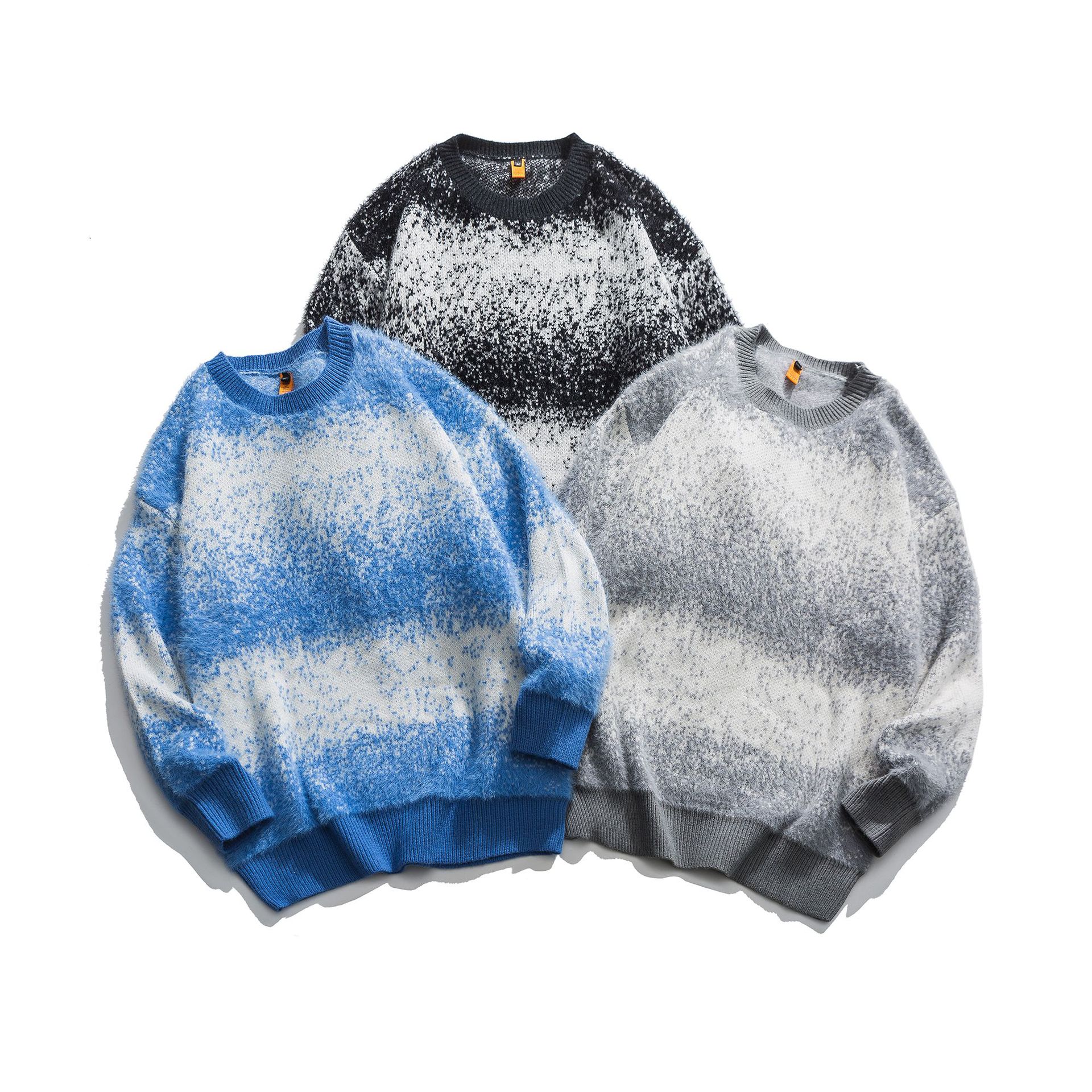 Japanese Wild Gradient Snowflake Loose College Style Pullover Sweater