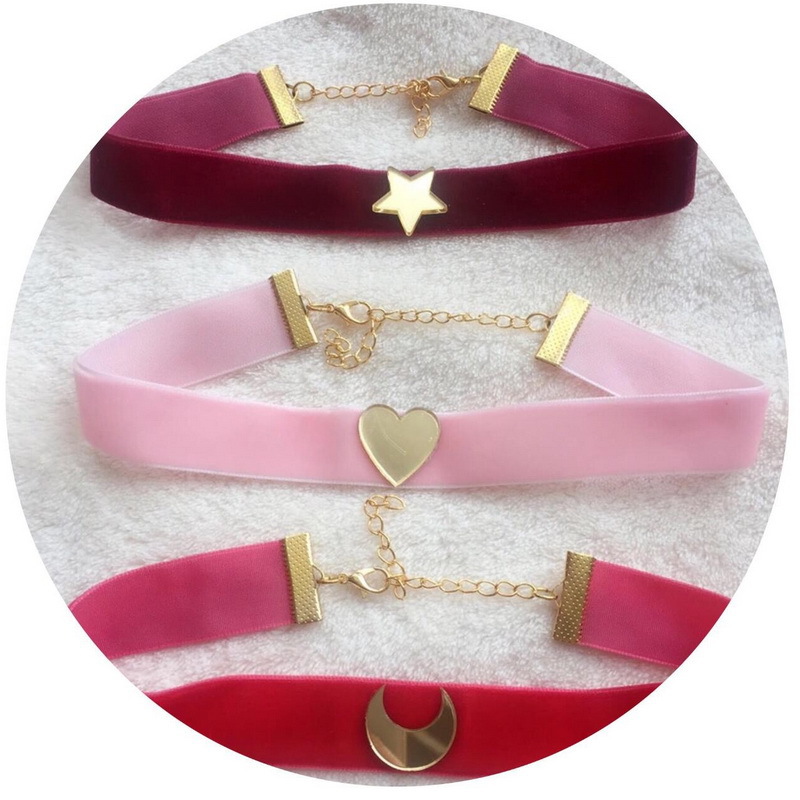 Beautiful Girl Cosplay Star Moon Love Velvet Collar Necklace