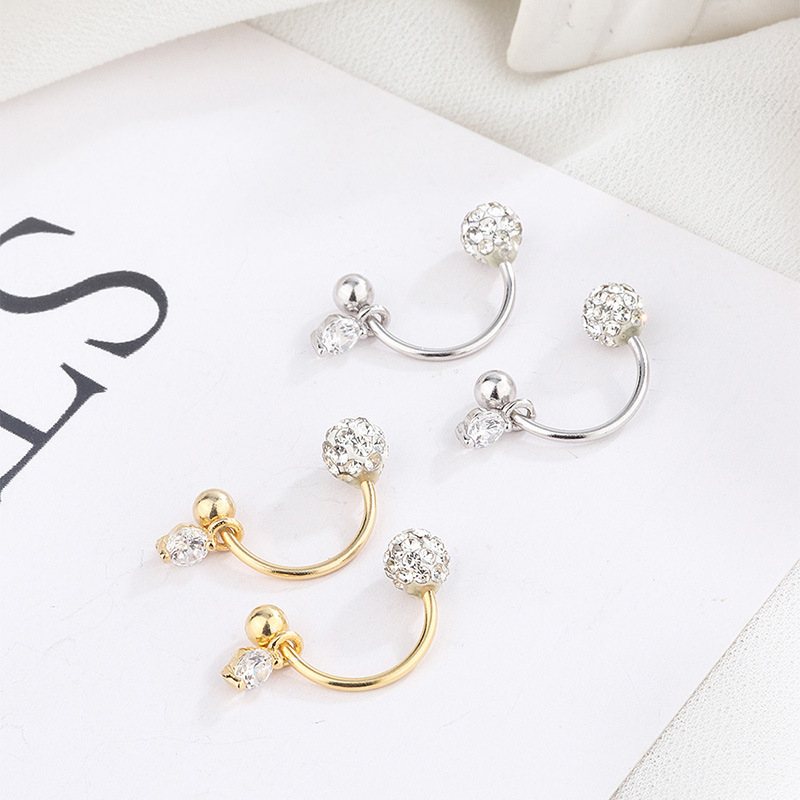 Sterling Silver Earrings Women's New Round Meniscus Earrings