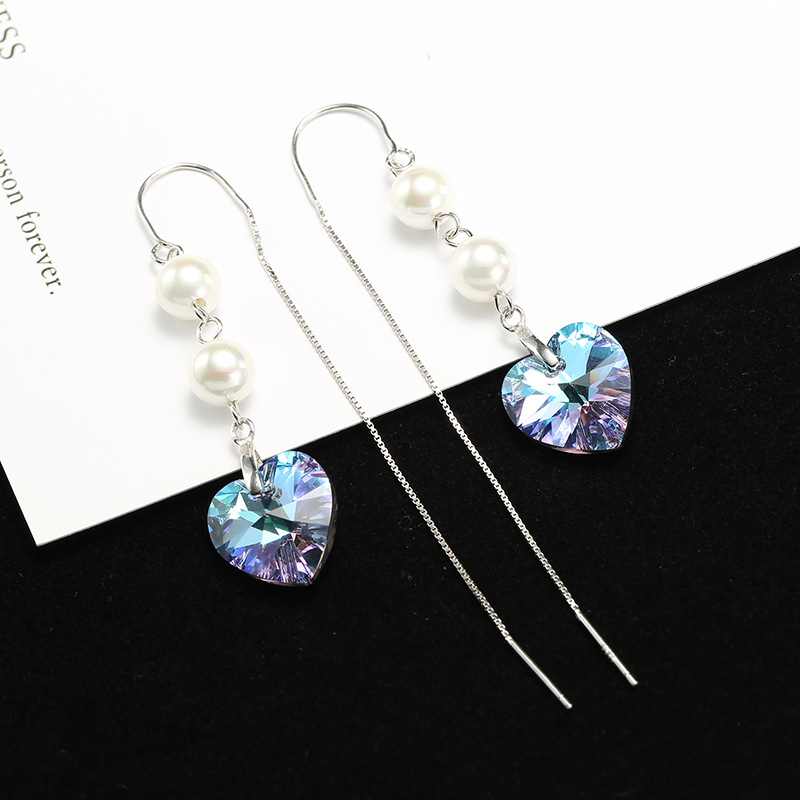 925 Silver Earrings With Heart-shaped Pearl Fashion Earrings