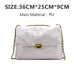 Korean Style Hit Colour Messenger Bag Female Bag Pu Chain Shoulder Bag - G - View 1