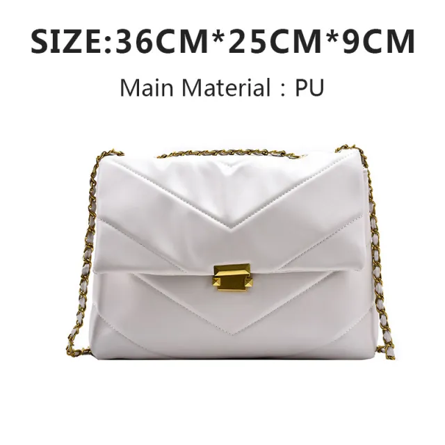 Korean Style Hit Color Messenger Bag Female Bag Pu Chain Shoulder Bag G - Shop at LoveMi