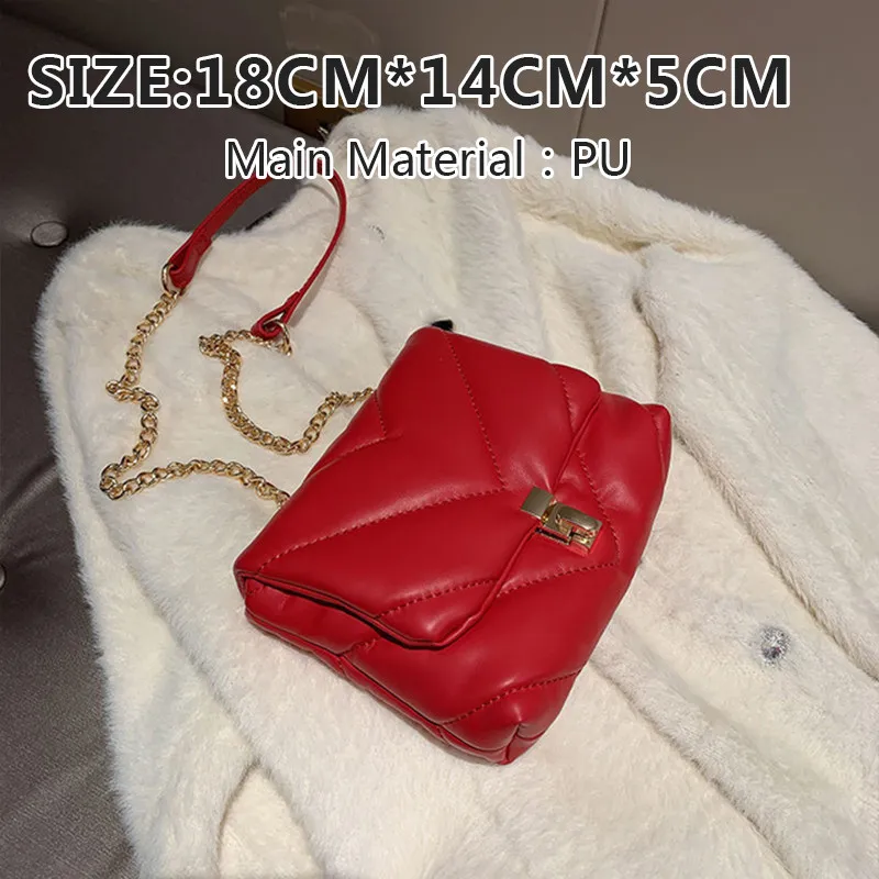 Korean Style Hit Color Messenger Bag Female Bag Pu Chain Shoulder Bag - I