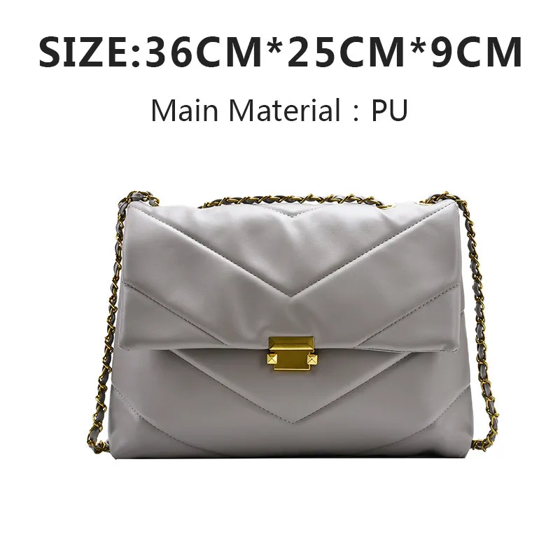 Korean Style Hit Color Messenger Bag Female Bag Pu Chain Shoulder Bag - H
