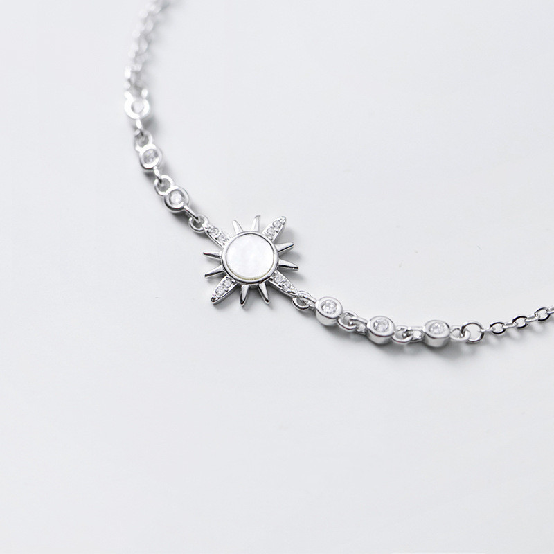 S925 Silver Bracelet Female Sen Style Temperament Shell Girl Heart Diamond