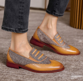 Colorblock Pointed Toe Low-heel Women's Shoes 40-43 Single Shoes