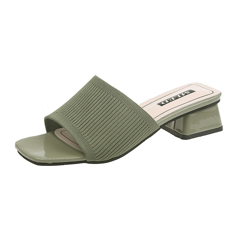 Women's Sandals And Slippers With Thick Heel Green - Shop at LoveMi