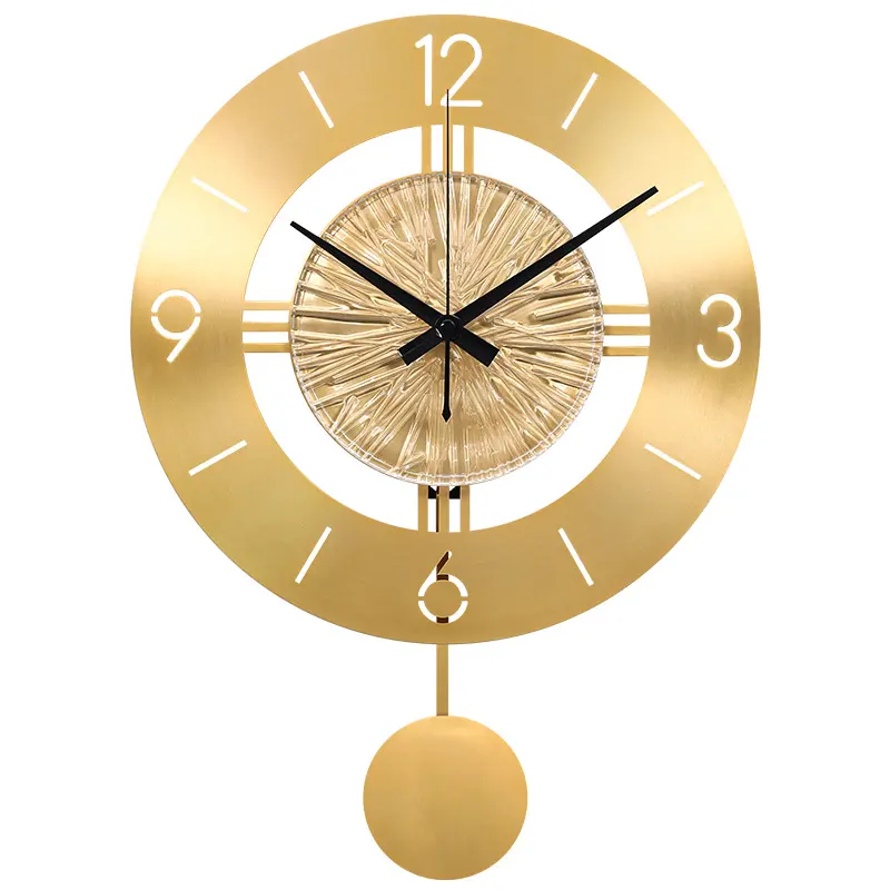 Metal Wall Clock with Elegant Pendulum
