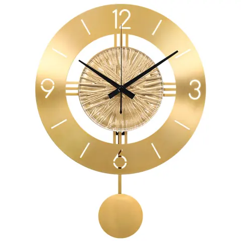 Metal Wall Clock with Elegant Pendulum