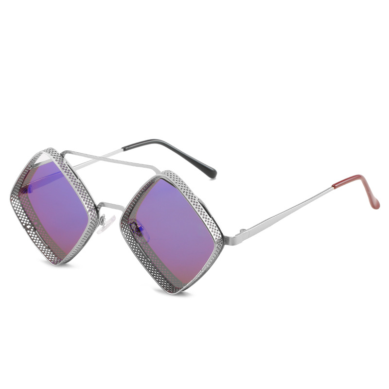 Title 7, Fashion Metal Rhombus Double Beam Sunglasses