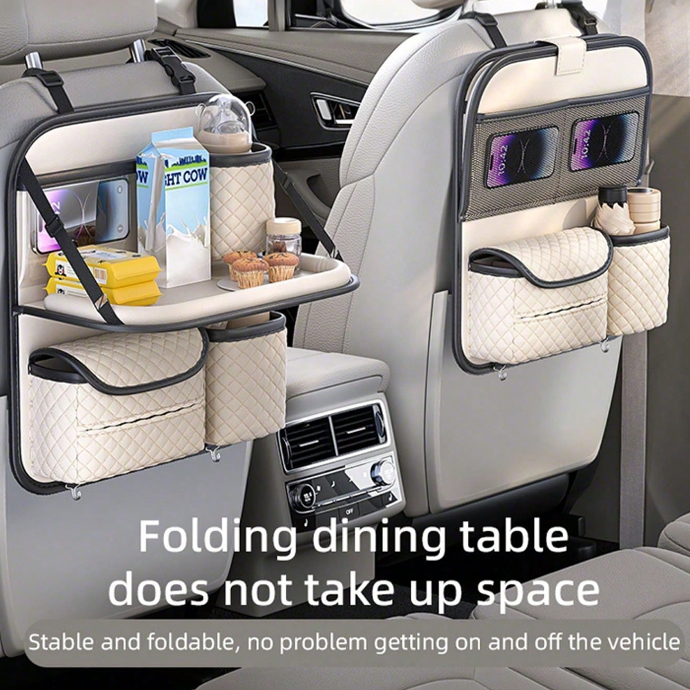 Car Organiser Bag Multi Pocket Black Leather  Holder Back Seat Storage Tidy