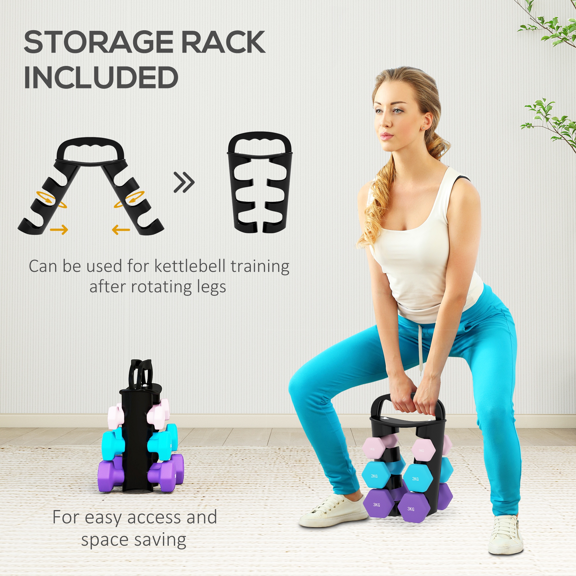 Dumbbell Set With Storage Rack , 2 X 1kg, 2 X 2kg, 2 X 3kg — image 5