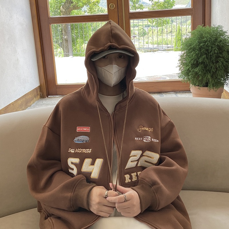 Fleece-lined Hooded Large Hoody Fashion Loose