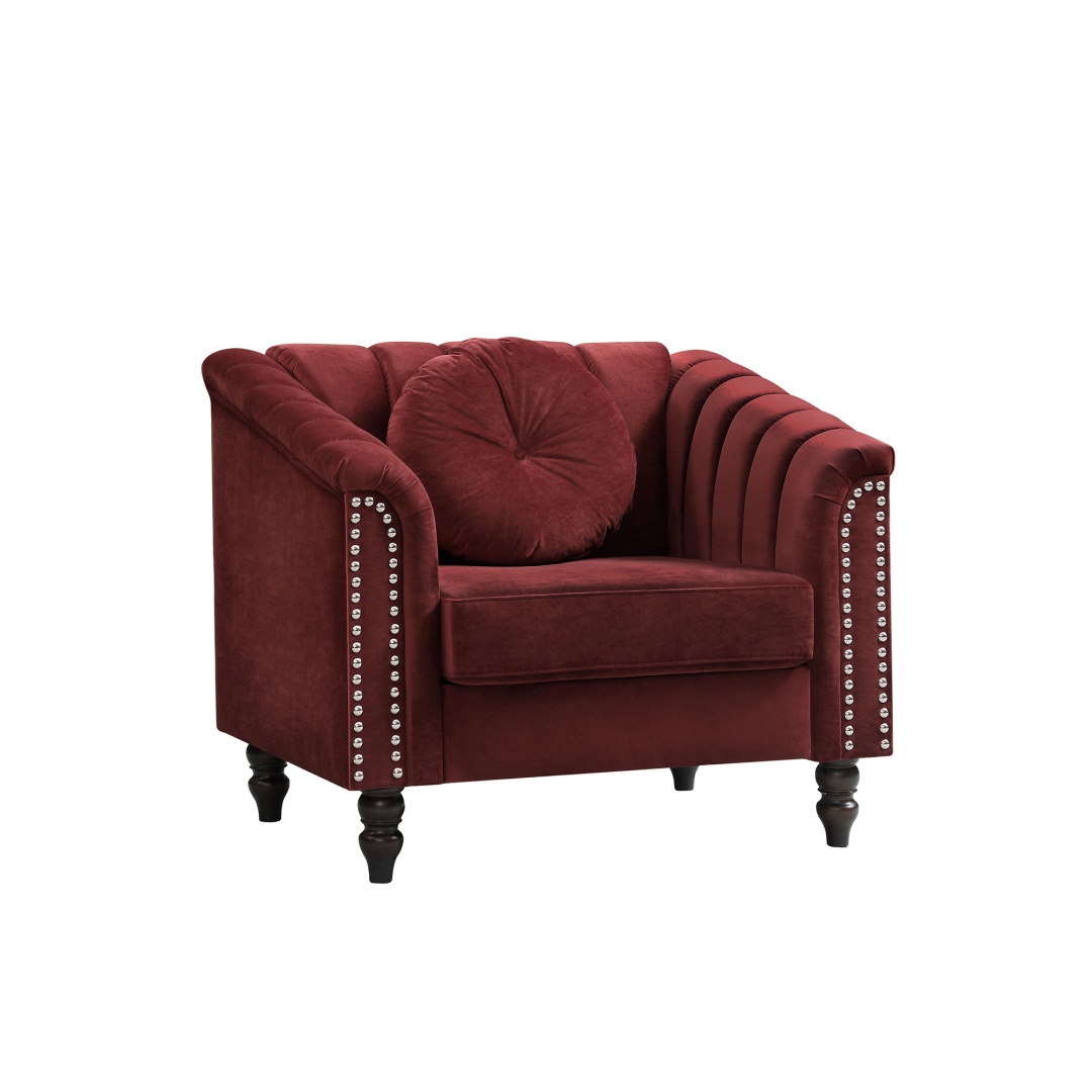 Pickup Only--Red Microfiber 3-Piece Couch Living Room Sofa Set