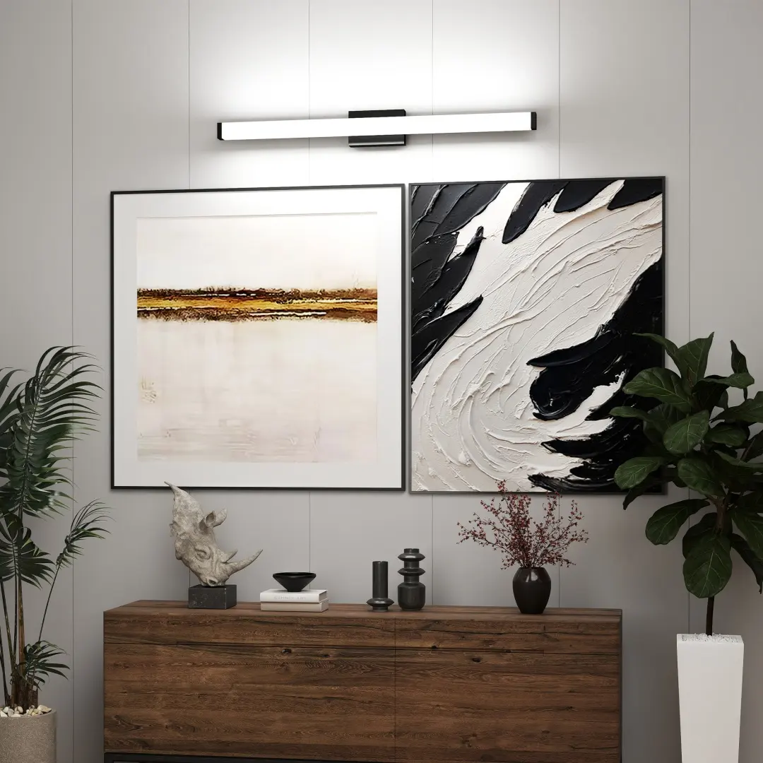 Black Modern Bathroom Light Fixtures Over Mirror