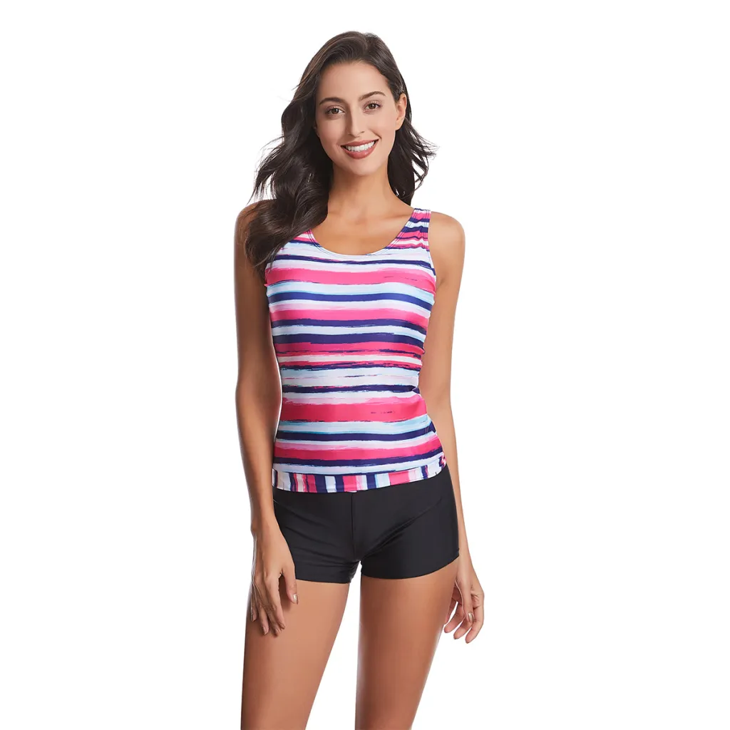 Bikini Plus Size Boxer Striped Split - Pink