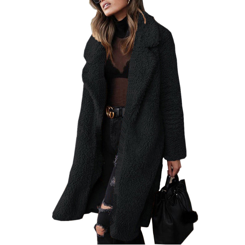 Title 15, Long sleeve lapel lamb wool coat provides warmt...